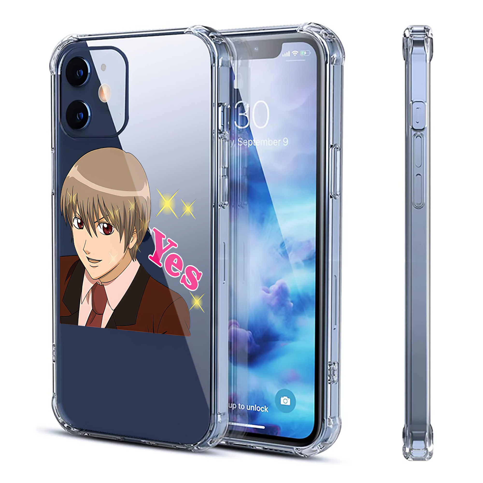 （画像用） ぎんたま 坂田銀時（さかたぎんとき） 神楽 志村新八（しむら しんぱち） GINTAMA Sakata Gintoki Kagura Shimura Shinpachi 【iPhone 12シリーズ対応】透明スマホケース（クリアソフトケース）